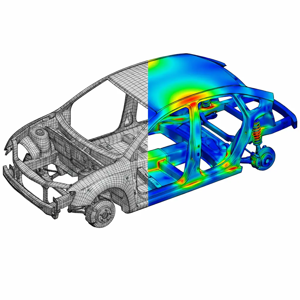 Car body stress simulation visualization