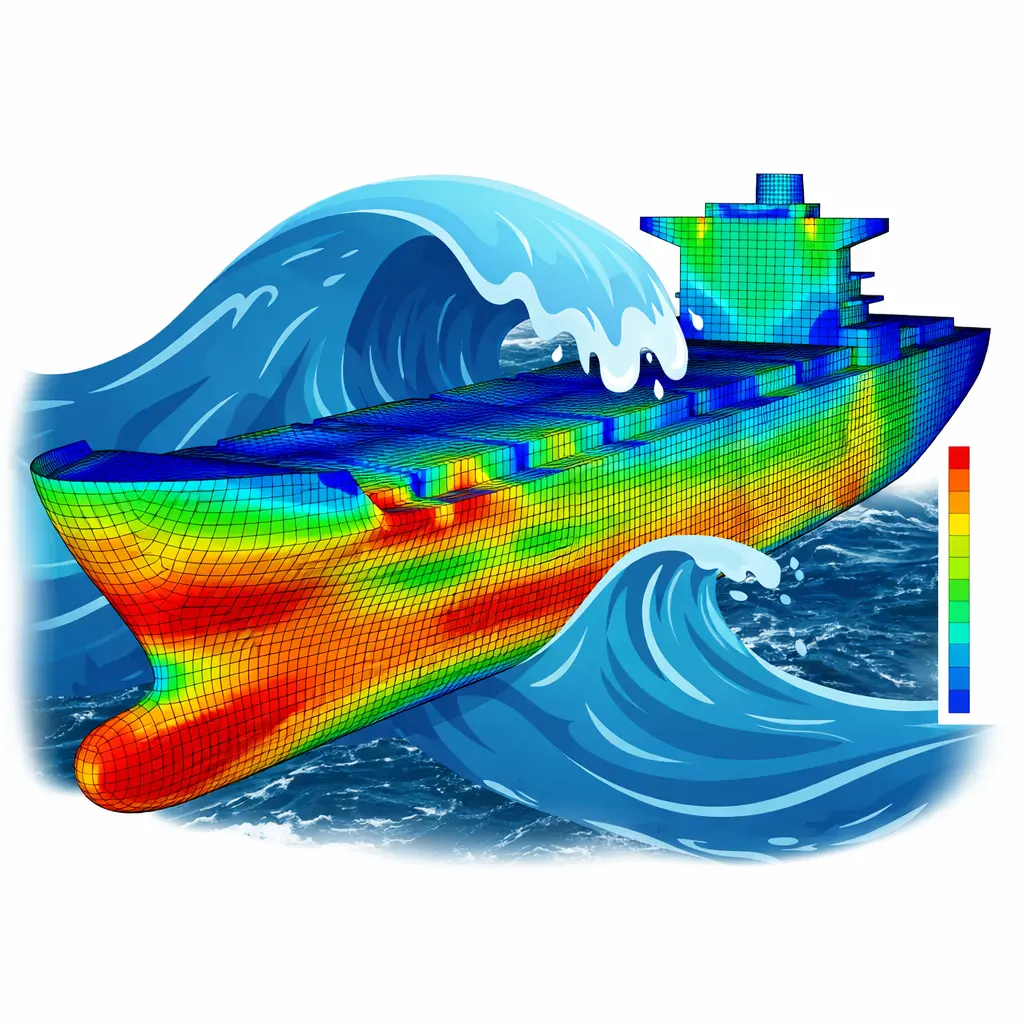 Ship under wave with stress analysis